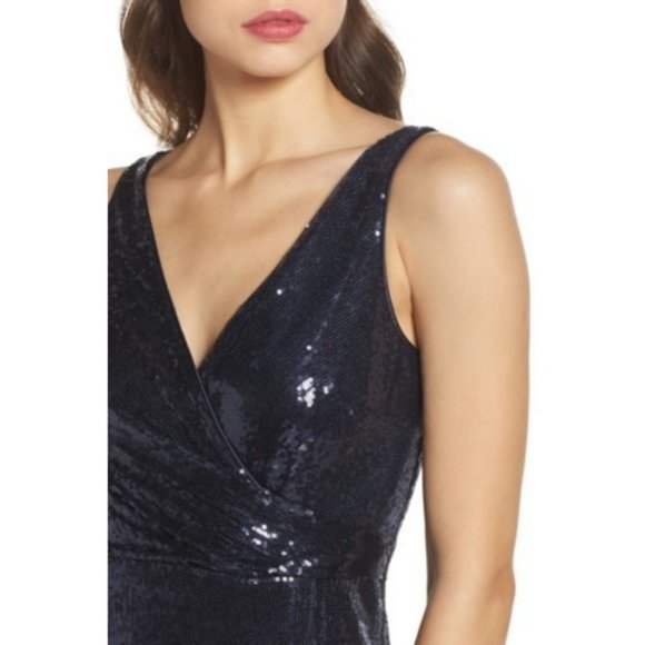 NWT Vince Camuto Navy Sequin Evening Dress, Sz 14 - Picture 2 of 8